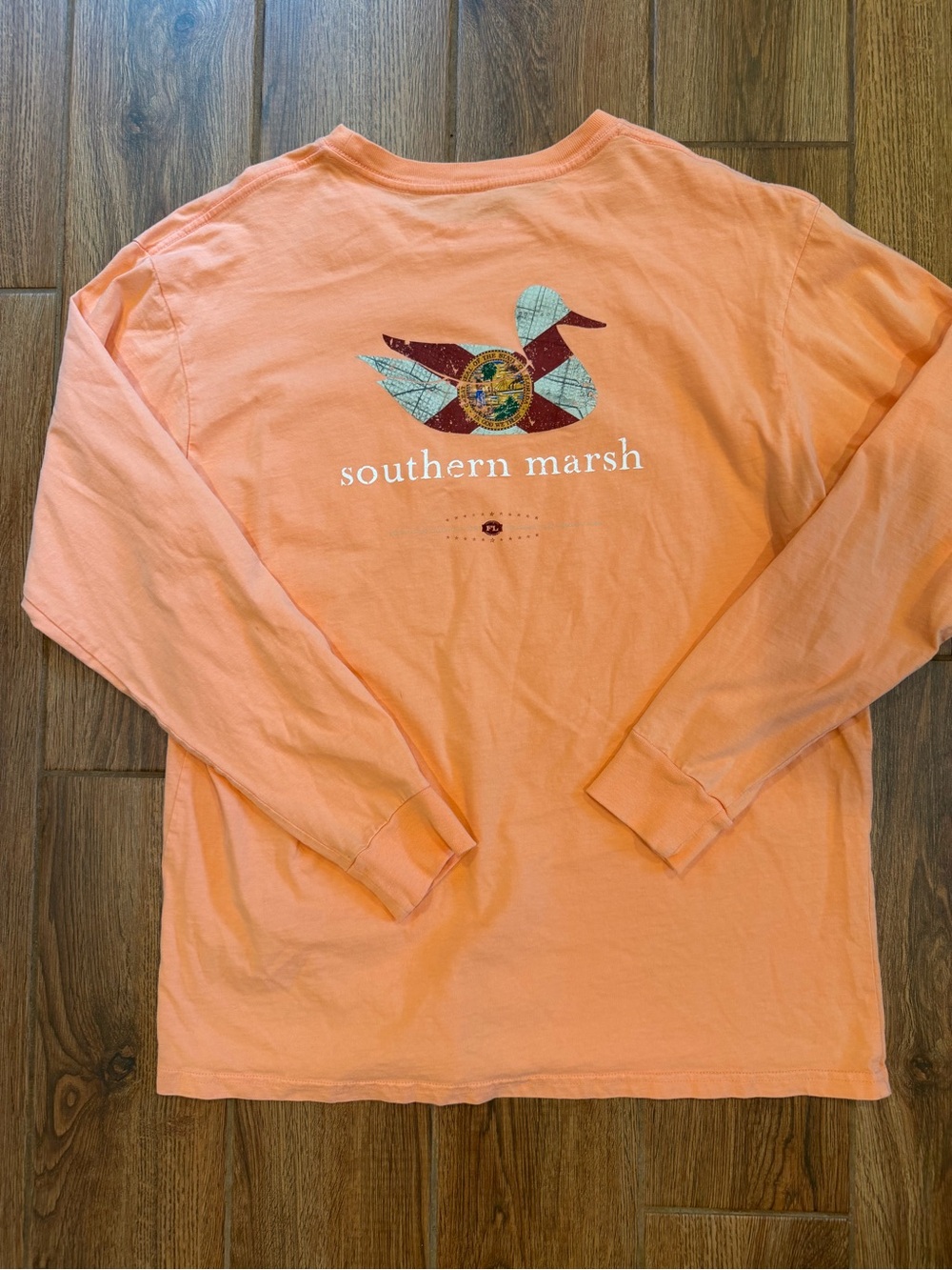 Southern Marsh Men’s Long-Sleeve Florida flag Pocket Tee - Peach / large